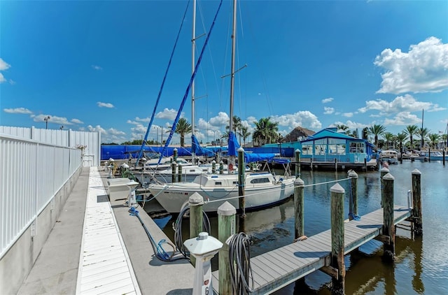 dock area featuring a water view