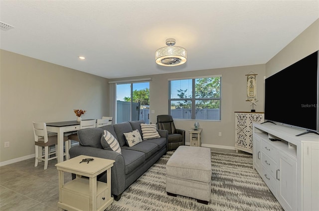 view of tiled living room