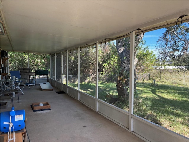 view of unfurnished sunroom