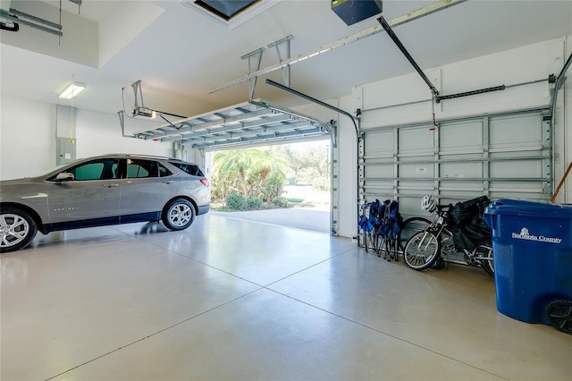 garage with a garage door opener