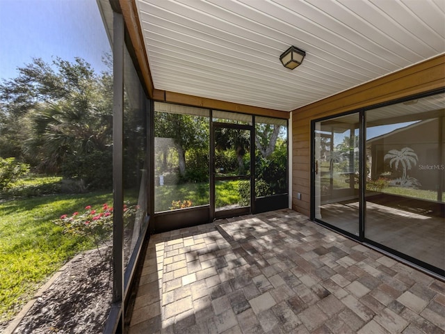 view of unfurnished sunroom