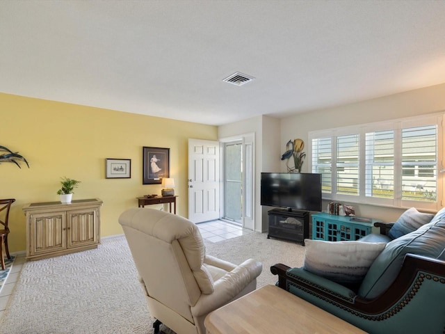 view of tiled living room