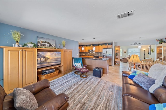 view of tiled living room