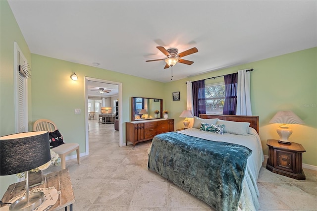 bedroom featuring ceiling fan