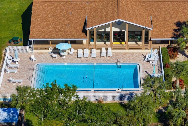 view of pool featuring a patio