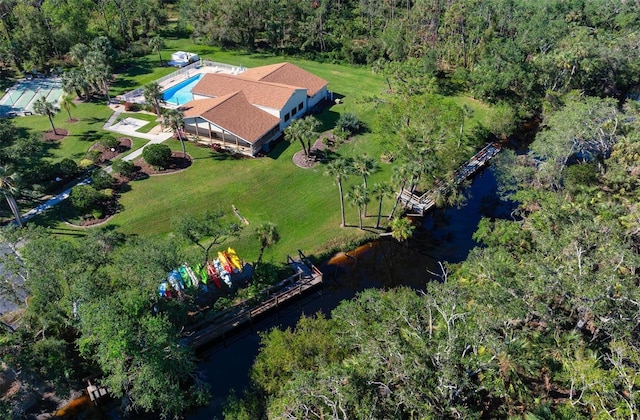 bird's eye view featuring a water view