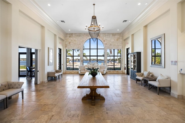 660 Ravello Blvd, Nokomis, FL 34275 - lobby with a towering ceiling, recessed lighting, and crown molding