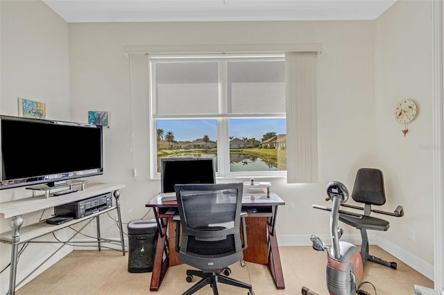 view of tiled home office