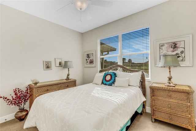 bedroom featuring ceiling fan