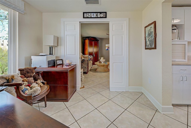 view of tiled home office