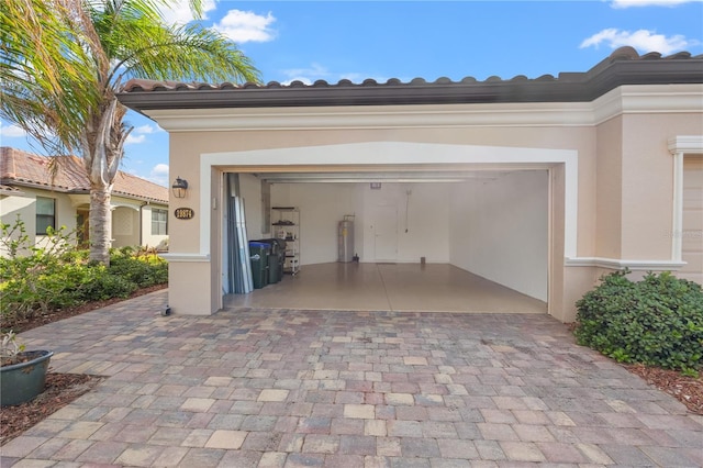 garage with water heater