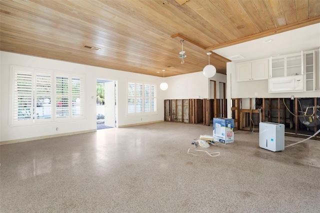 interior space with wood ceiling