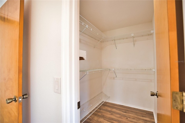 walk in closet featuring dark hardwood / wood-style floors