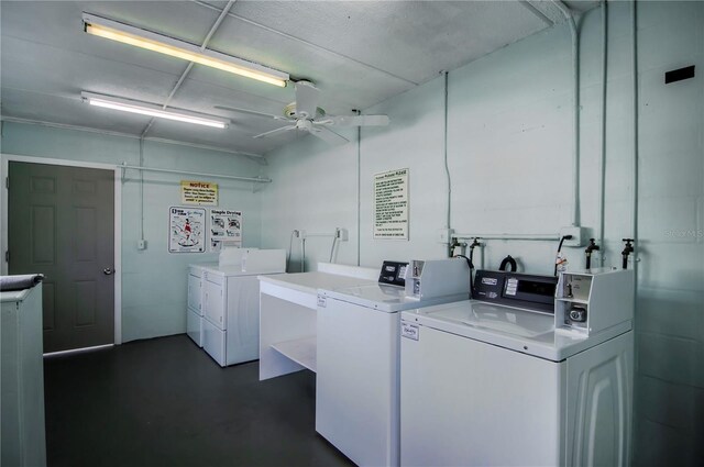 902 Gibbs Rd Unit 183, Venice, FL 34285 - community laundry room with washer and dryer and a ceiling fan