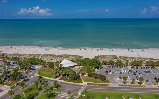 aerial view with a view of the beach and a water view