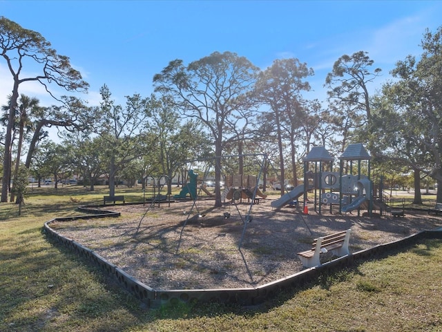 view of play area with a lawn