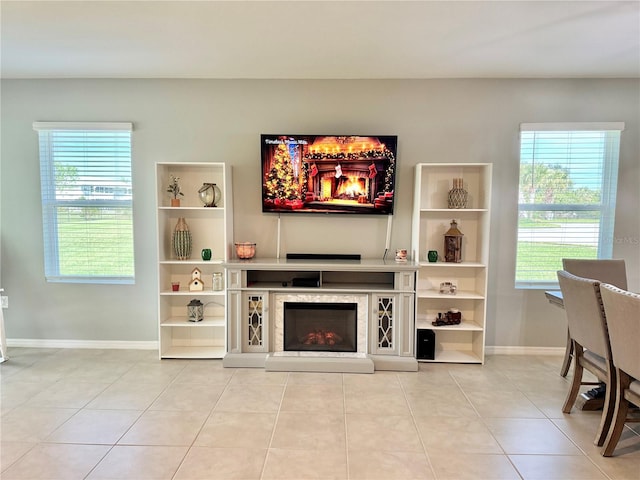 view of tiled living room