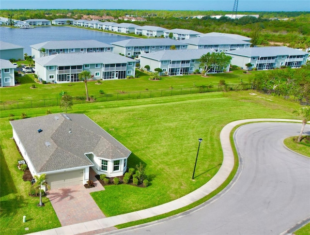 drone / aerial view with a residential view