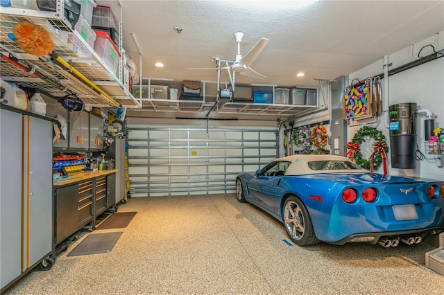 garage with a garage door opener