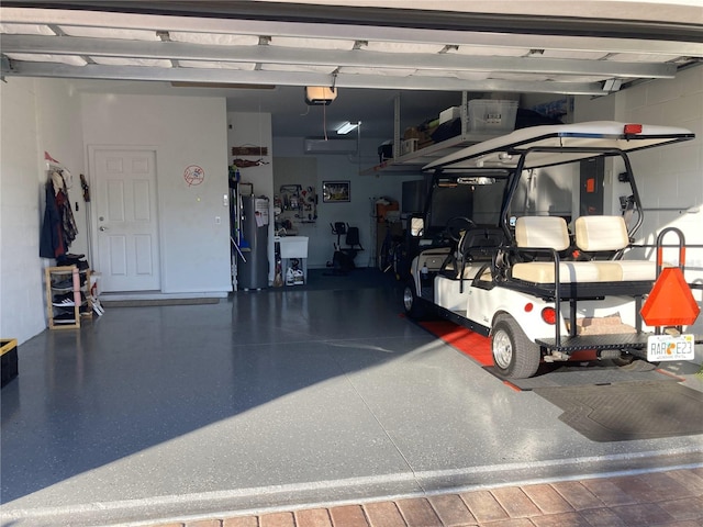 garage with a garage door opener