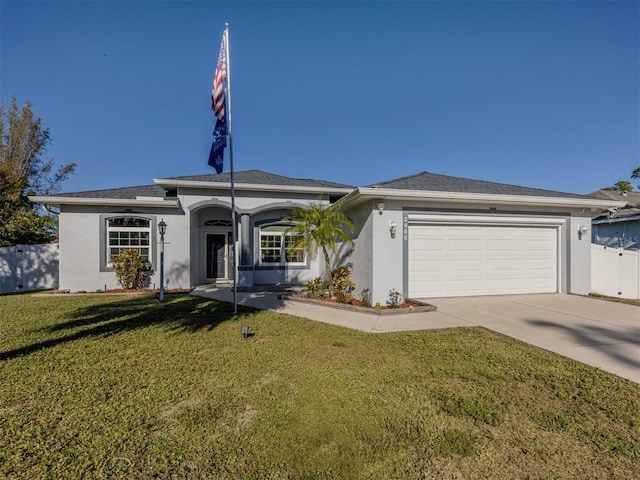 view of front of house featuring a garage and a front yard