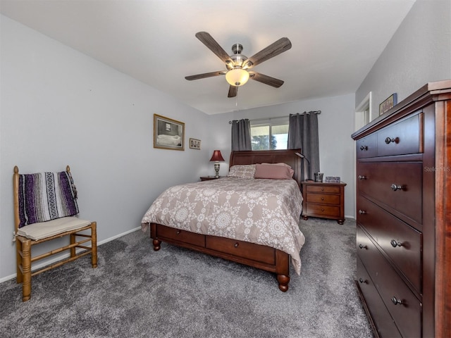 bedroom with carpet and ceiling fan