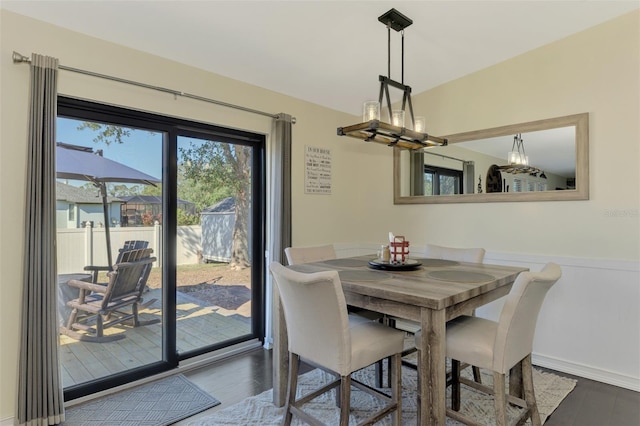 dining space featuring hardwood / wood-style flooring