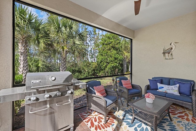 view of patio with a balcony and grilling area