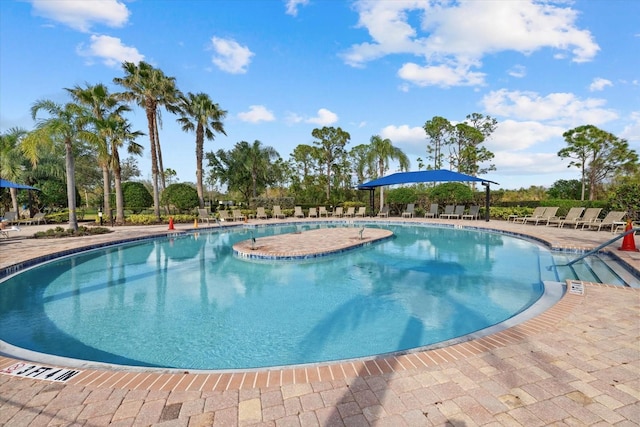 view of pool featuring a patio area