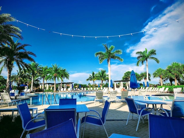 pool with a patio area