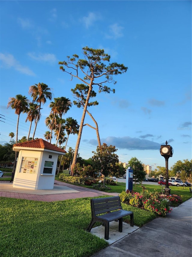 view of home's community with a yard