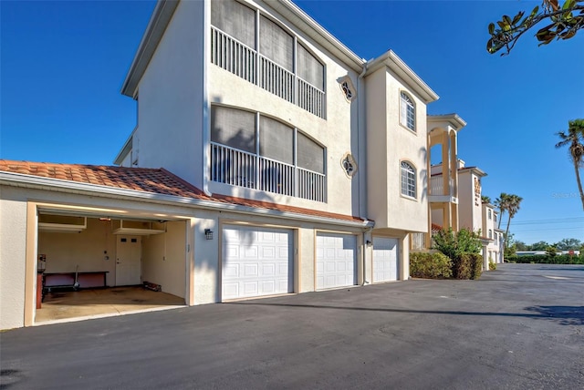 exterior space featuring a garage