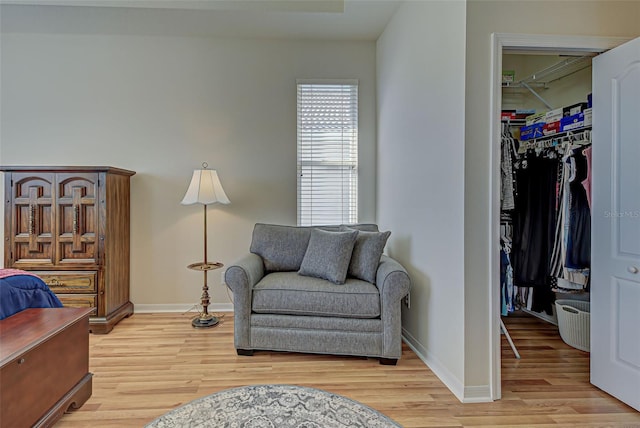 living area featuring light hardwood / wood-style flooring