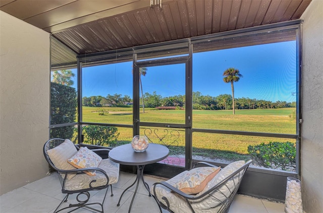 sunroom / solarium with wooden ceiling