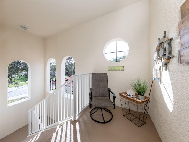 sitting room with carpet and plenty of natural light