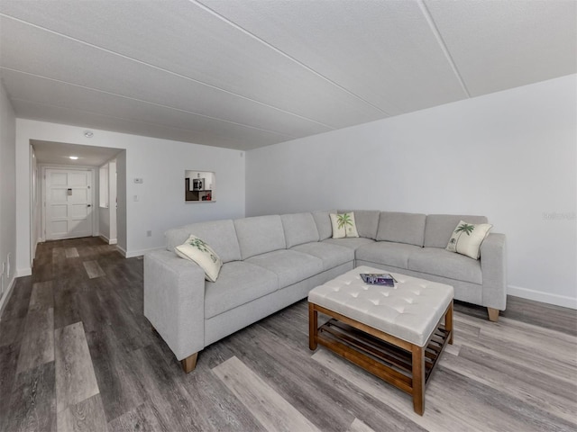 living room with hardwood / wood-style floors