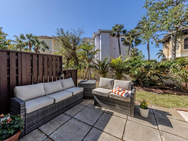 view of patio / terrace featuring an outdoor living space