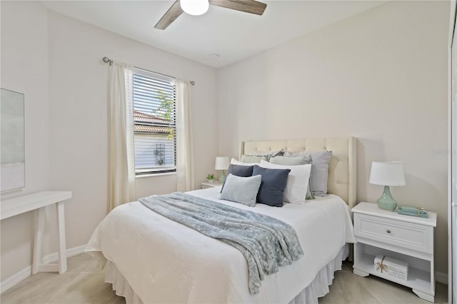 bedroom featuring ceiling fan