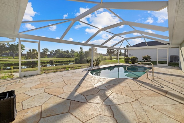52 Fairway Rd, Rotonda West, FL 33947 - outdoor pool featuring a patio, a water view, and a lanai