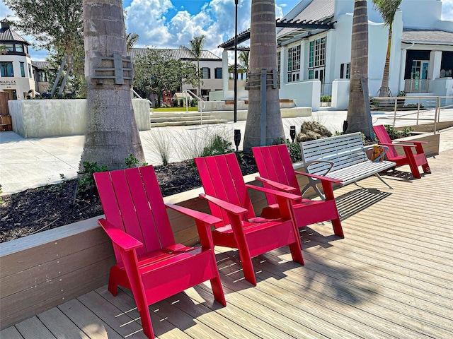 deck featuring a pergola