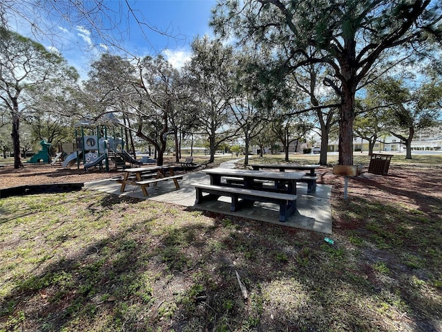 view of property's community featuring a playground