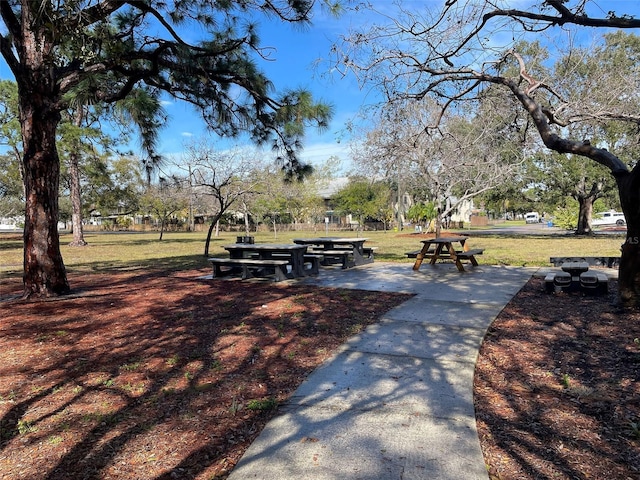 view of property's community with a yard