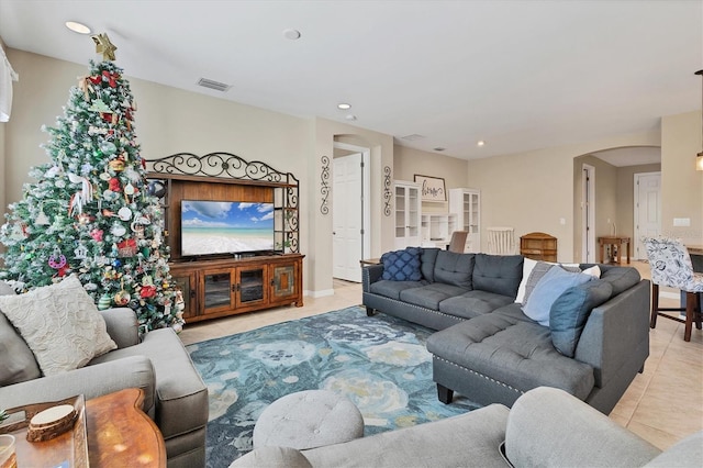 view of tiled living room