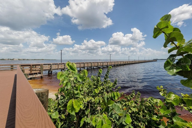 view of dock featuring a water view