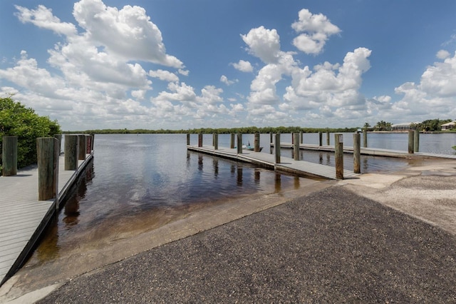 view of dock featuring a water view