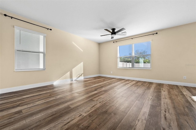 unfurnished room featuring hardwood / wood-style flooring and ceiling fan