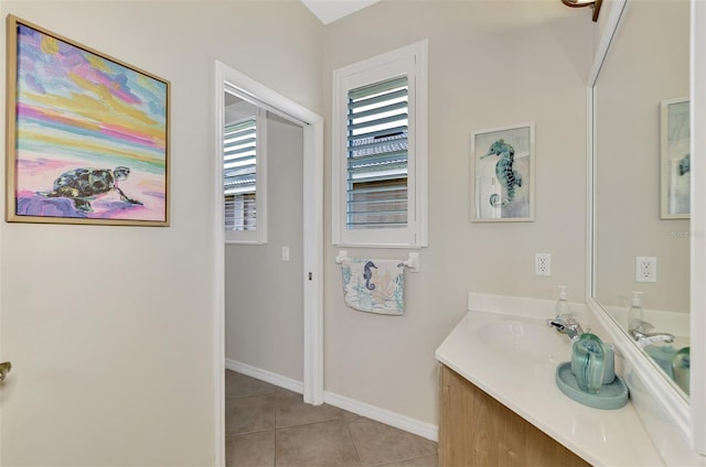 bathroom featuring vanity and tile patterned floors