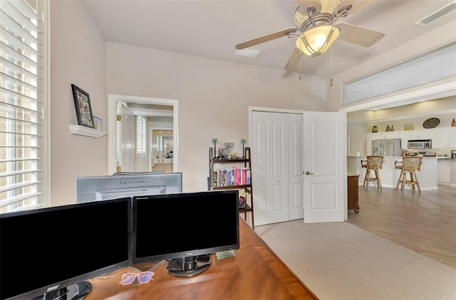 view of carpeted office