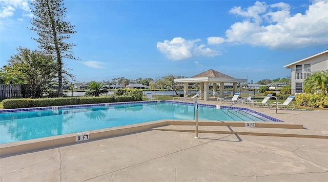 view of pool featuring a patio