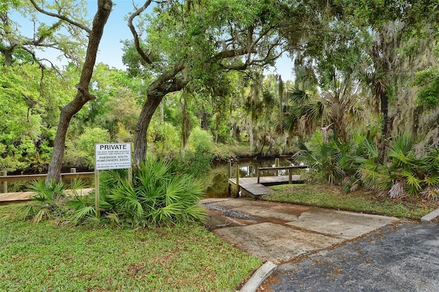 view of community with a boat dock